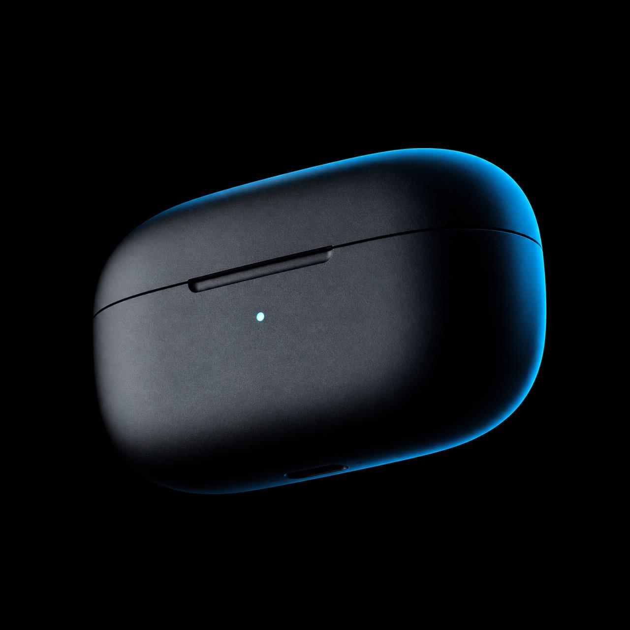 EASY GADGETS Pulse Air charging case floating in a dark studio